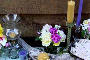 3 Beeswax Candle Summer Wedding or Party Centerpieces