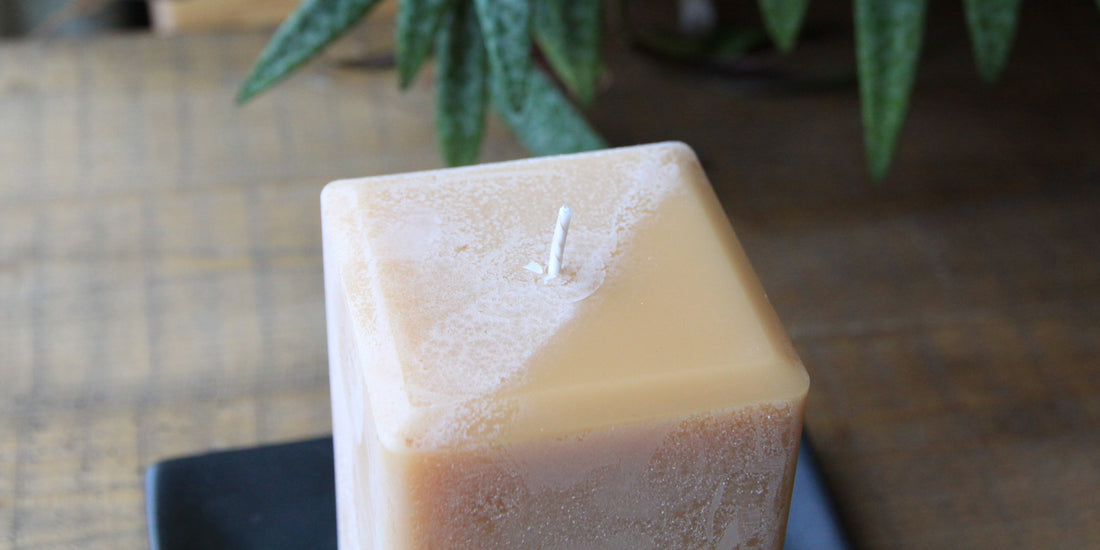 Pure bees wax with natural bloom square pillar 