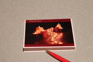 a Honey Candles thank you card that is hand written and sent with orders