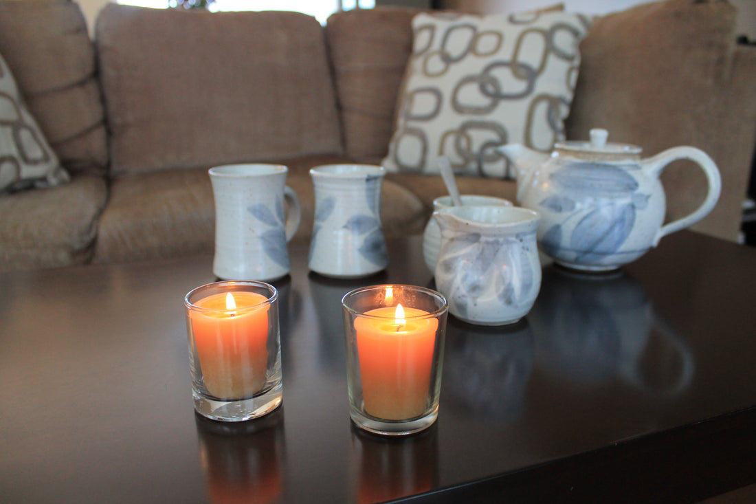 Bees wax votive candles living room decor