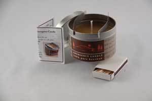 pure beeswax emergency candle tin with matches and cooking straps