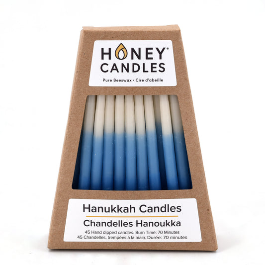 Beeswax Hanukkah Candles -White/Blue
