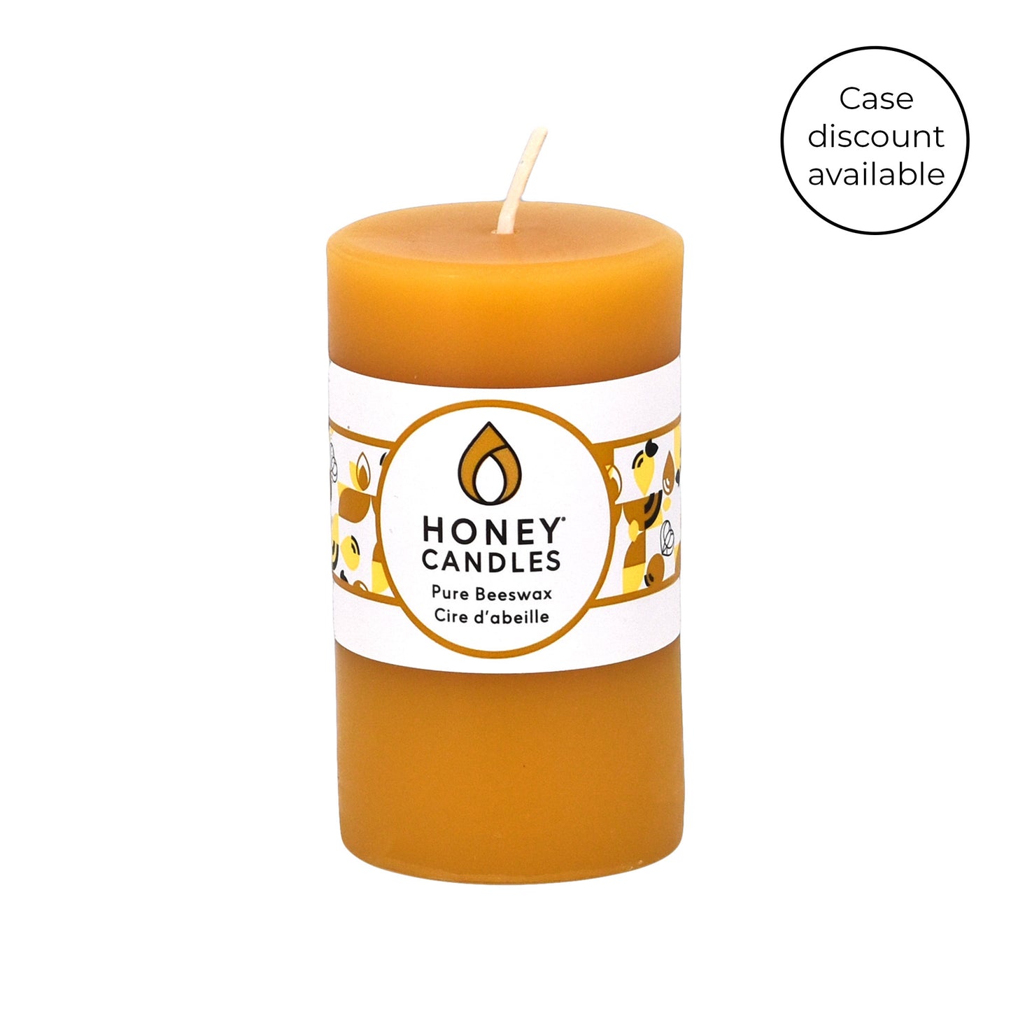 Small Round Natural Beeswax Pillar Candle