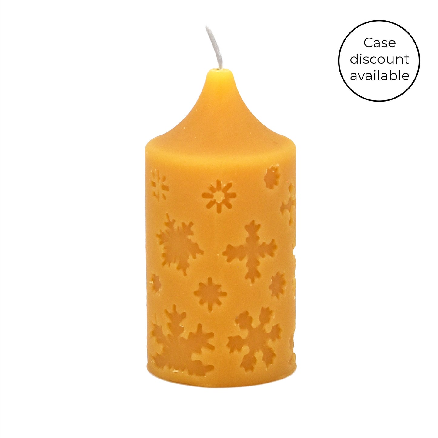 Natural Beeswax Snowflake Pillar