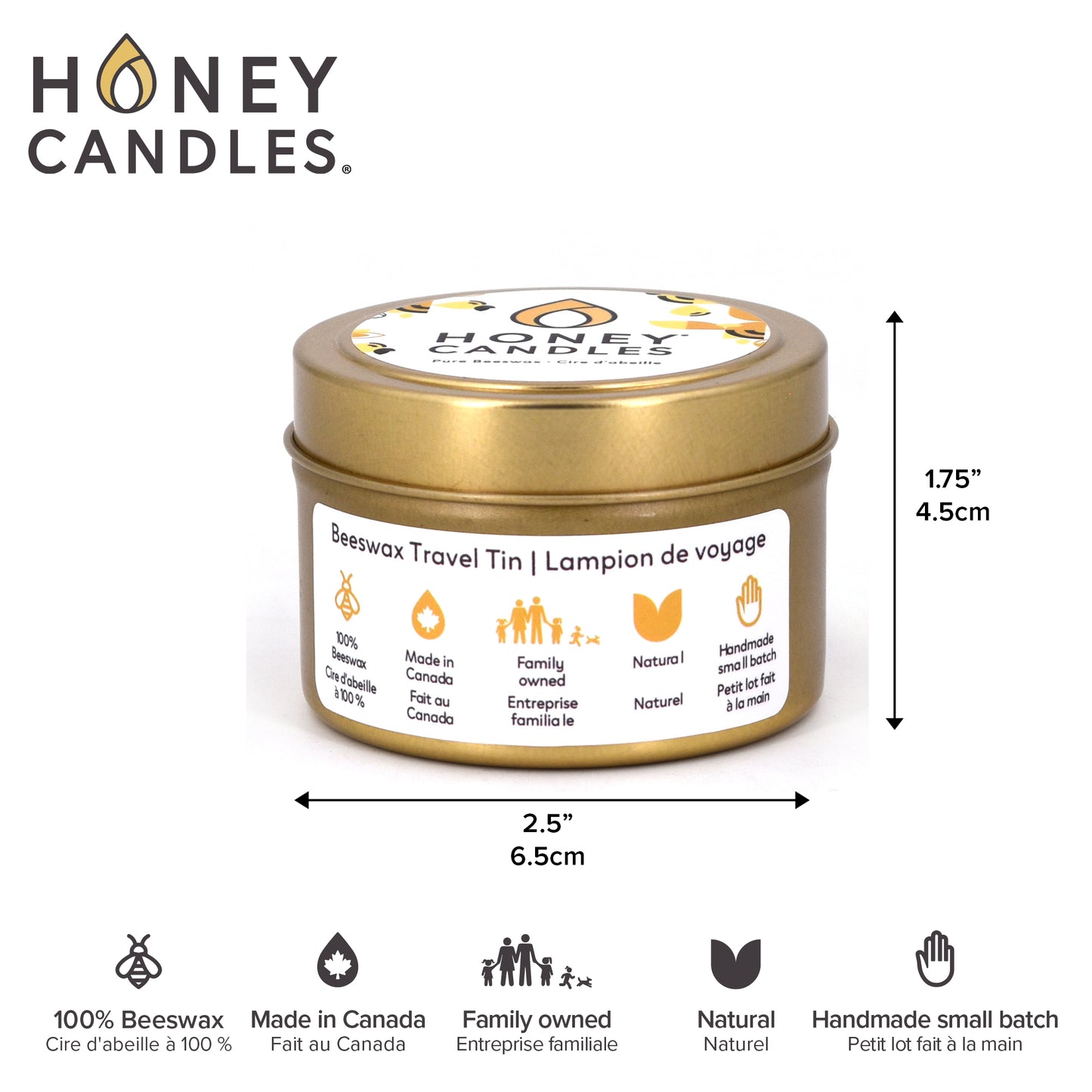 Natural Beeswax Candle Tin