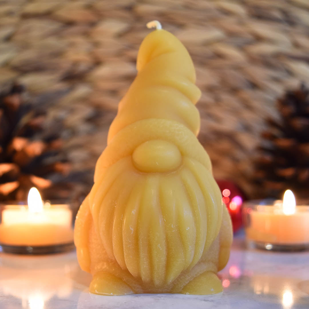 "Buzzle" Natural Beeswax Gnome Candle