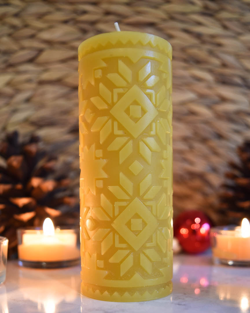 Natural Beeswax Wintermark Pillar