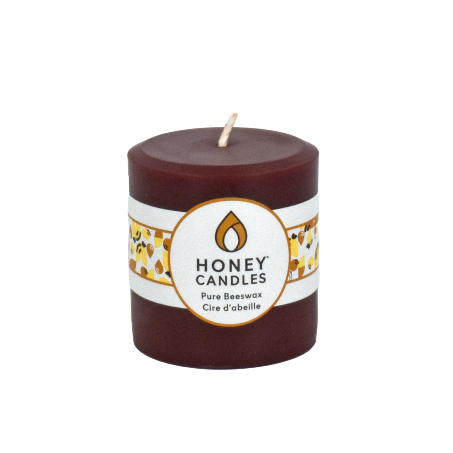 Round Dark Brown Beeswax Pillar Candles