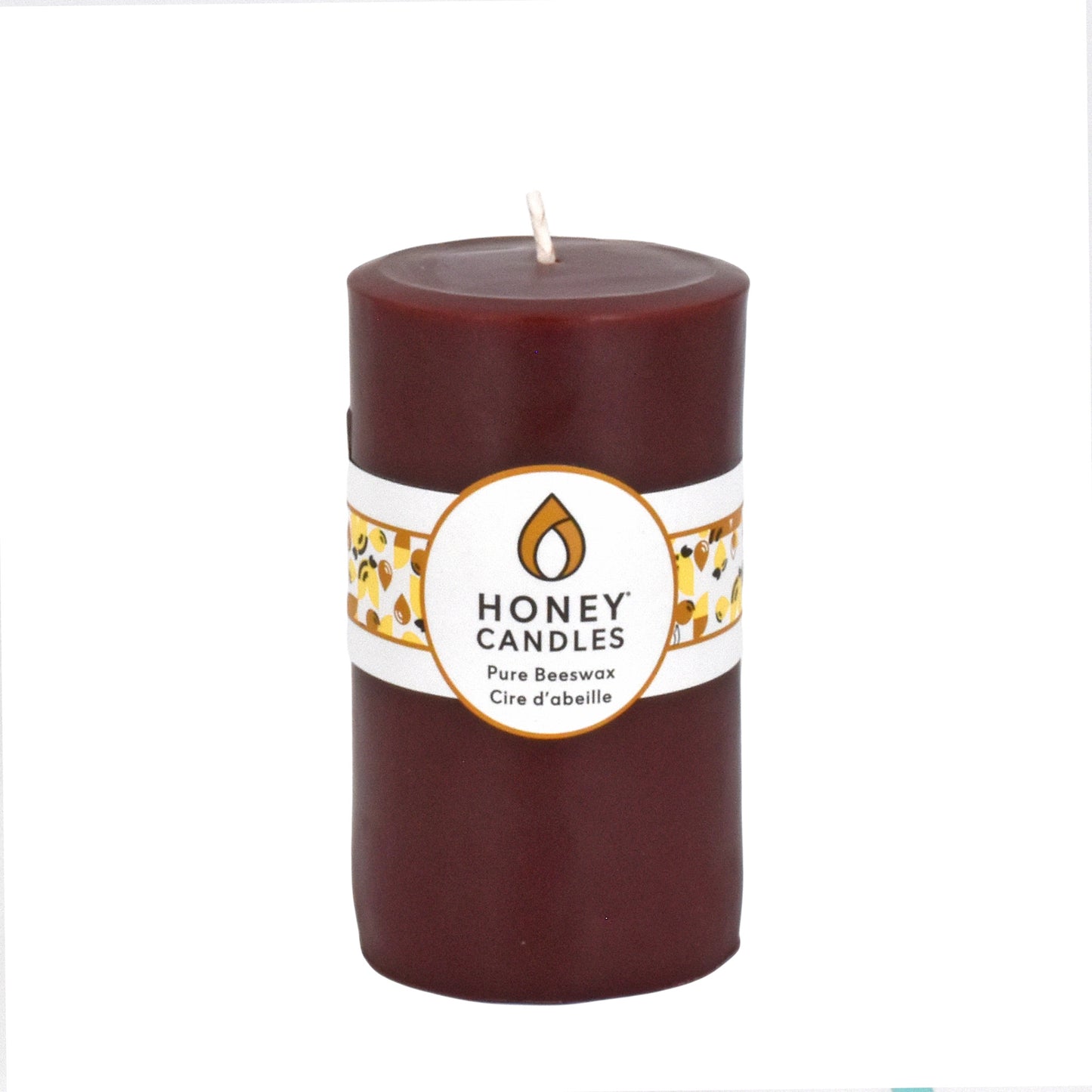 Round Dark Brown Beeswax Pillar Candles