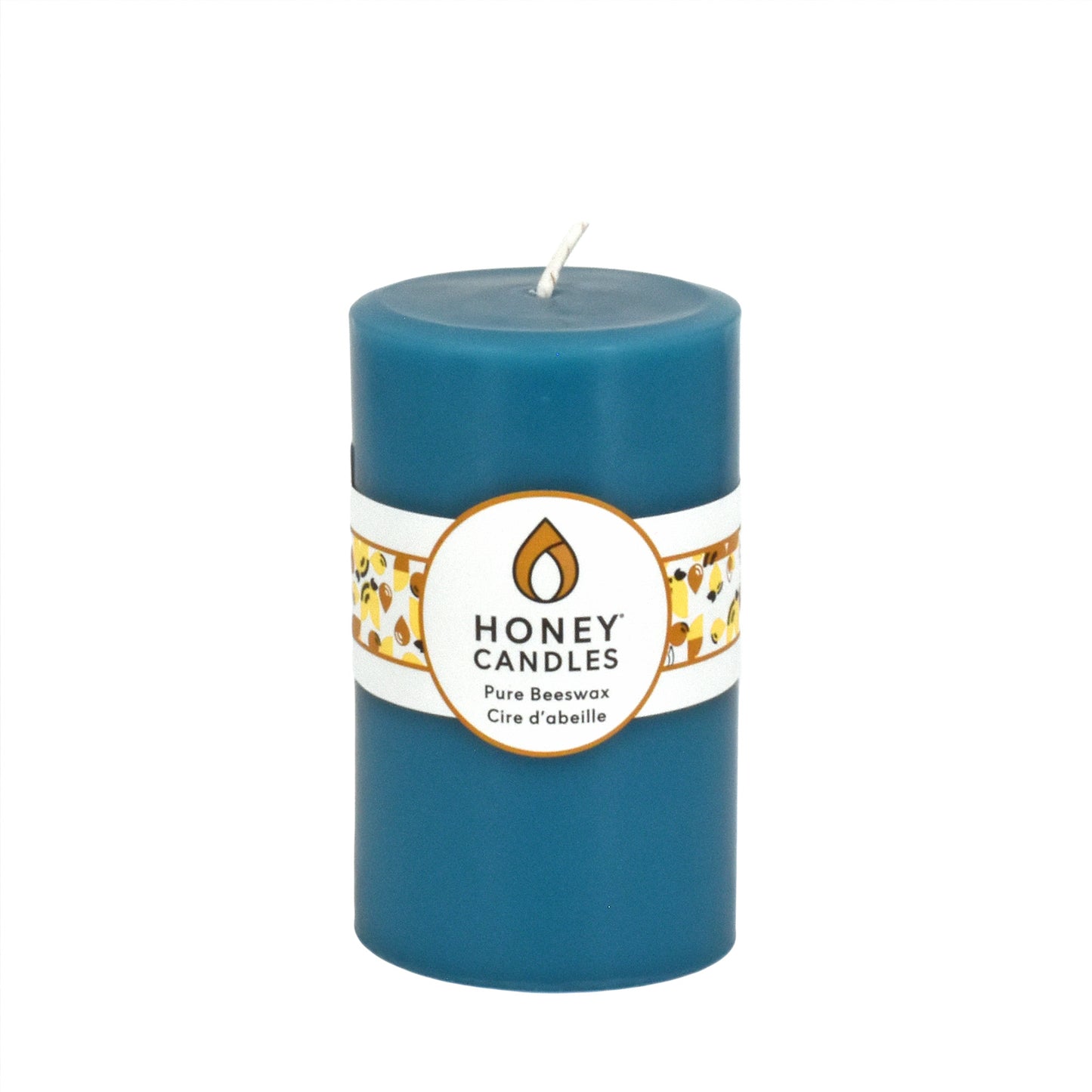 Round Glacier Teal Beeswax Pillar Candle