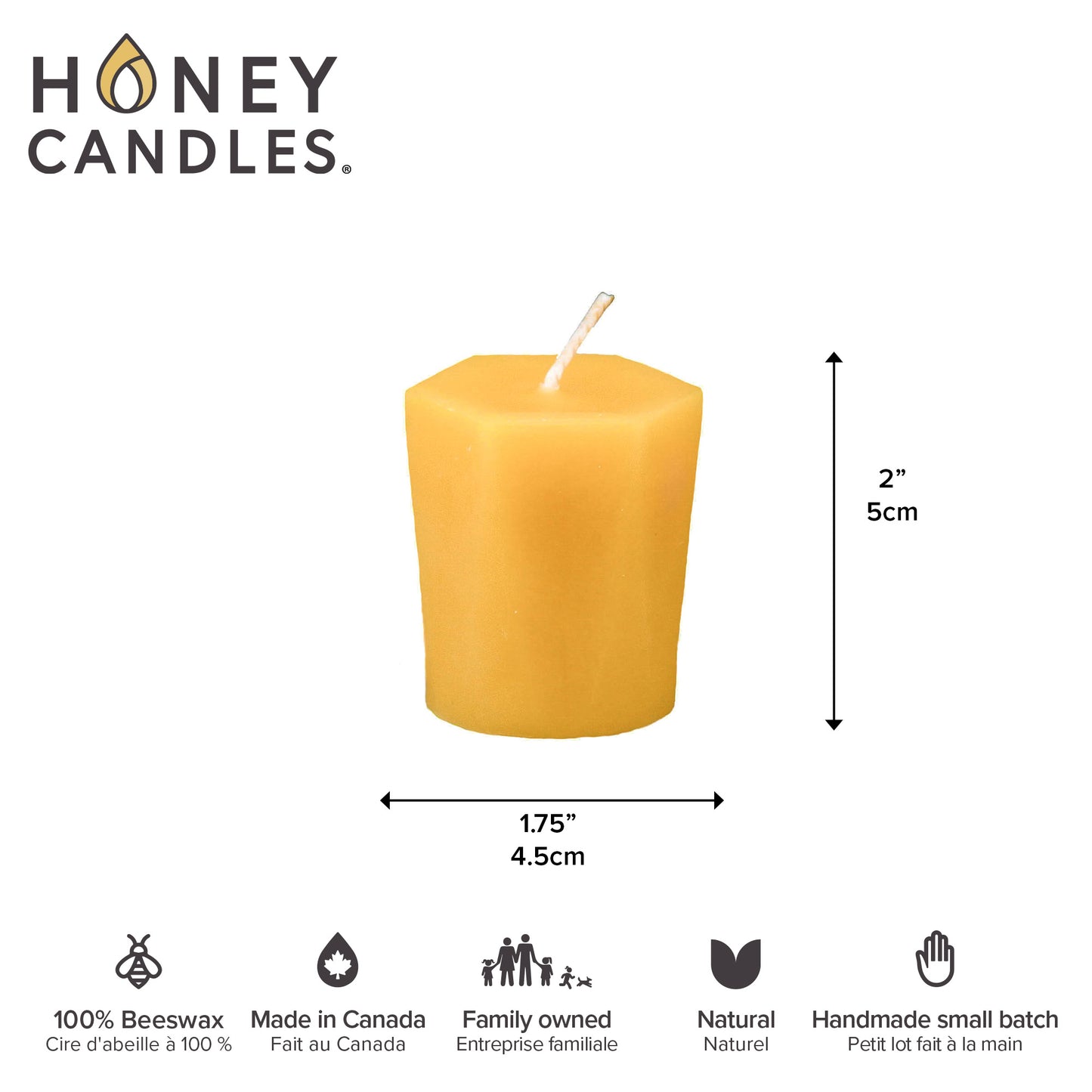 Hexagonal Natural Beeswax Votive Candle