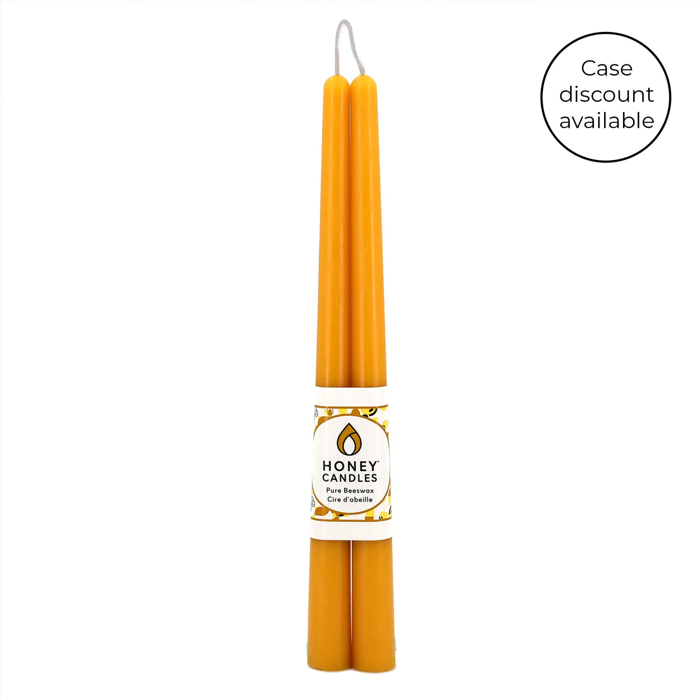 Pair of 12 Inch Natural Beeswax Taper Candles