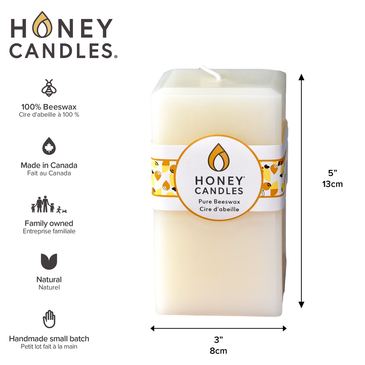 Square Pearl Beeswax Pillar Candle