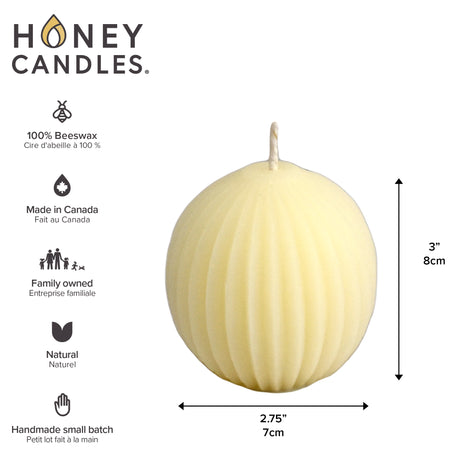 Pearl Beeswax Fluted Sphere Candle