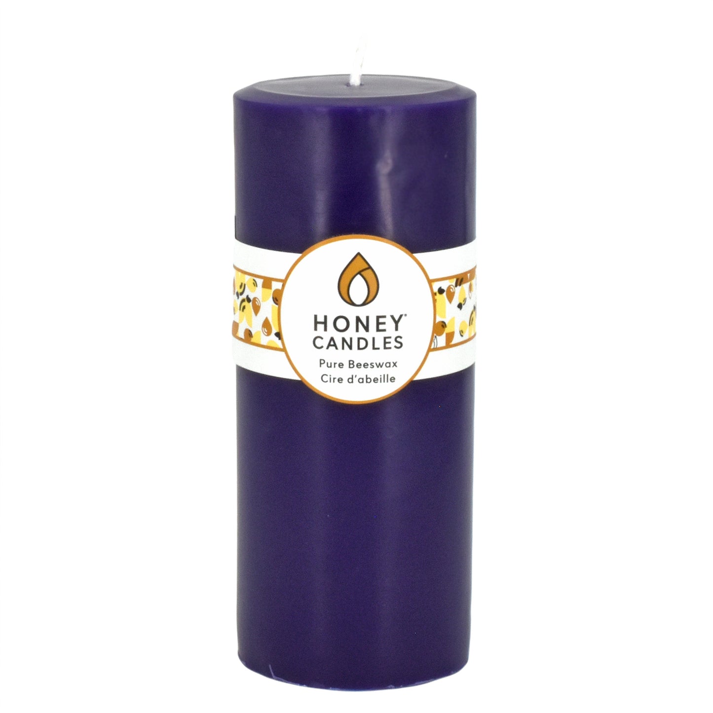 Round Violet Beeswax Pillar Candle