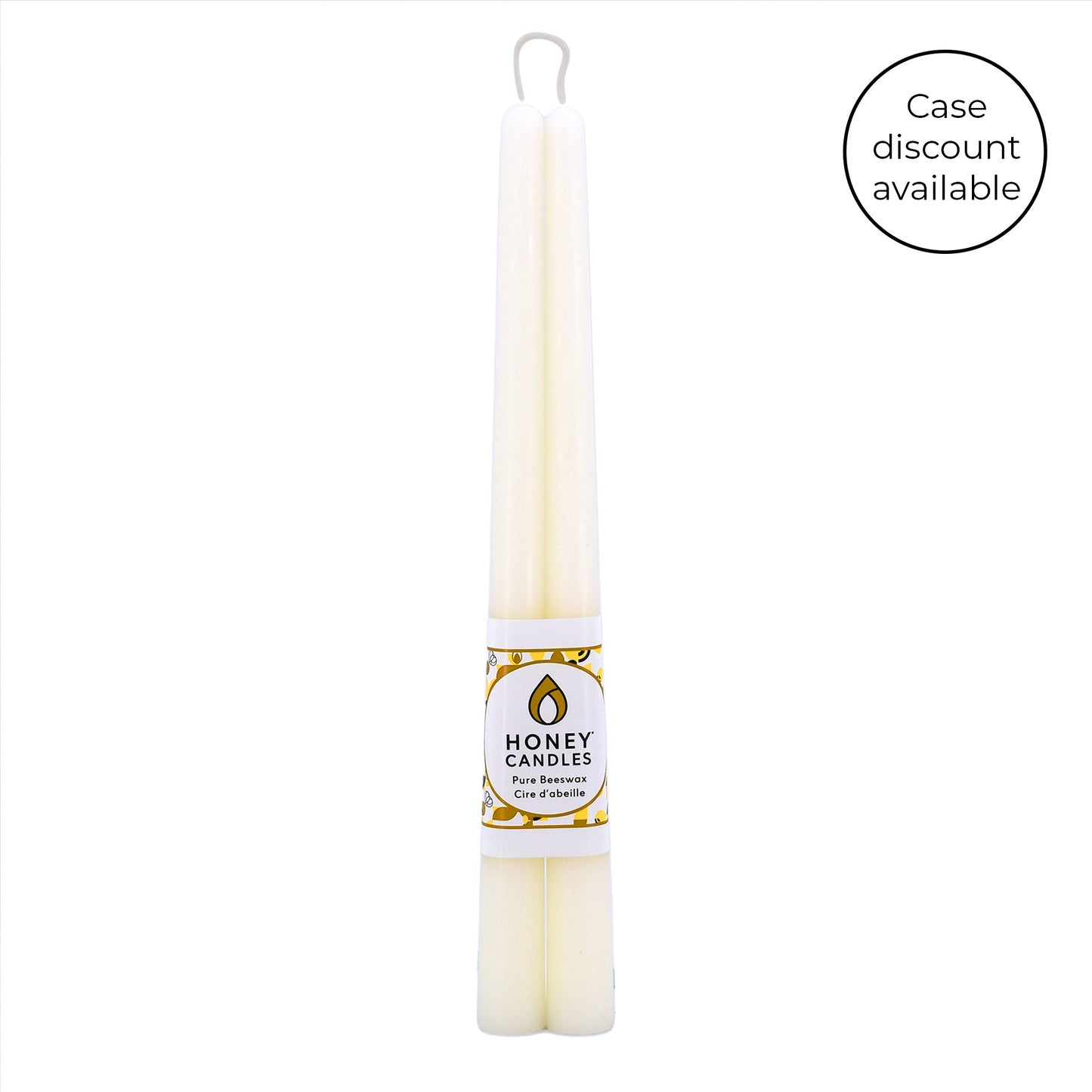 Pair of 12 Inch Pearl Beeswax Taper Candles