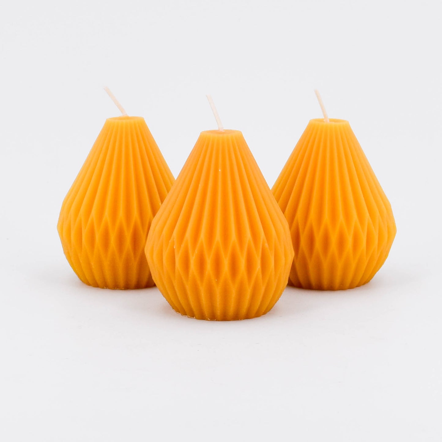 natural beeswax fluted pear candles