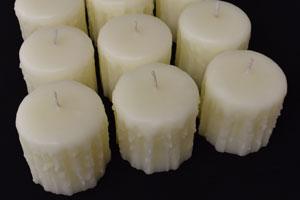 three rows of pearl beeswax double dipped heritage pillar candles