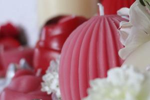 pure beeswax pink fluted sphere candle for wedding