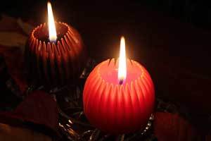 Canadian Made Beeswax Candles - Fluted Spheres in Fall colors