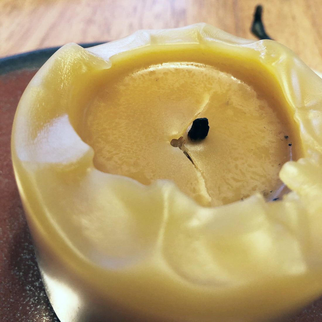 Cracked beeswax candle 