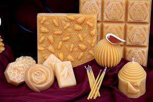 many types of pure beeswax candles  and beeswax blocks