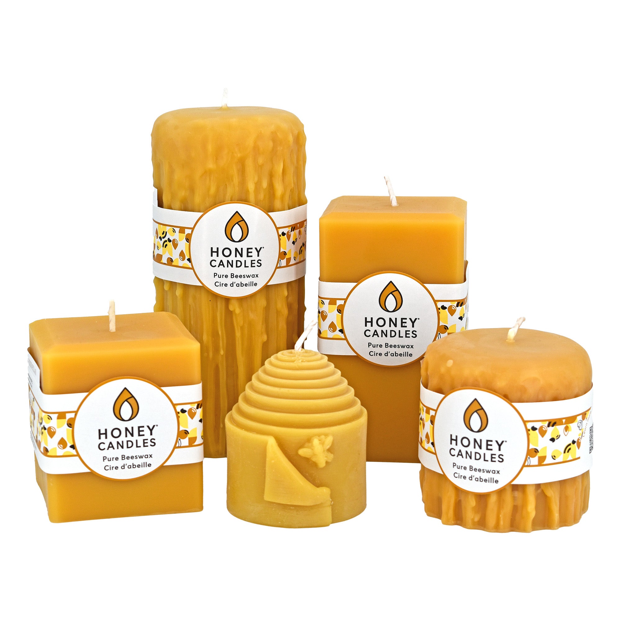 100 Pure Beeswax Drip & Square Pillars by Honey Candles Honey Candles Canada