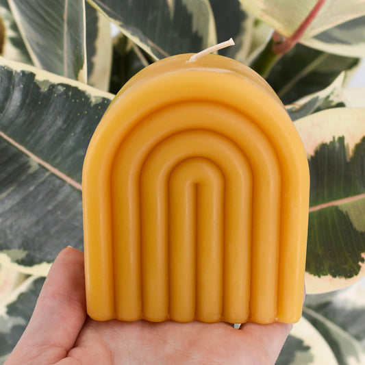 Natural Beeswax Arches Pillar Candle