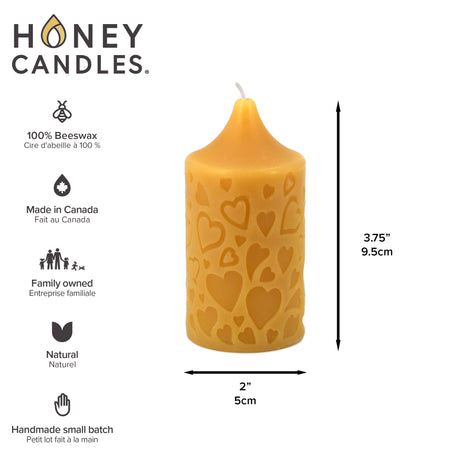 Natural Beeswax Heart Pillar