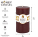 Round Dark Brown Beeswax Pillar Candles