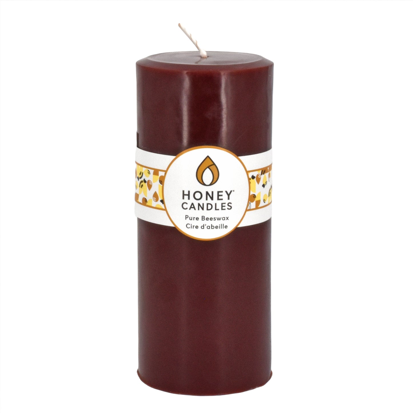 Round Dark Brown Beeswax Pillar Candles