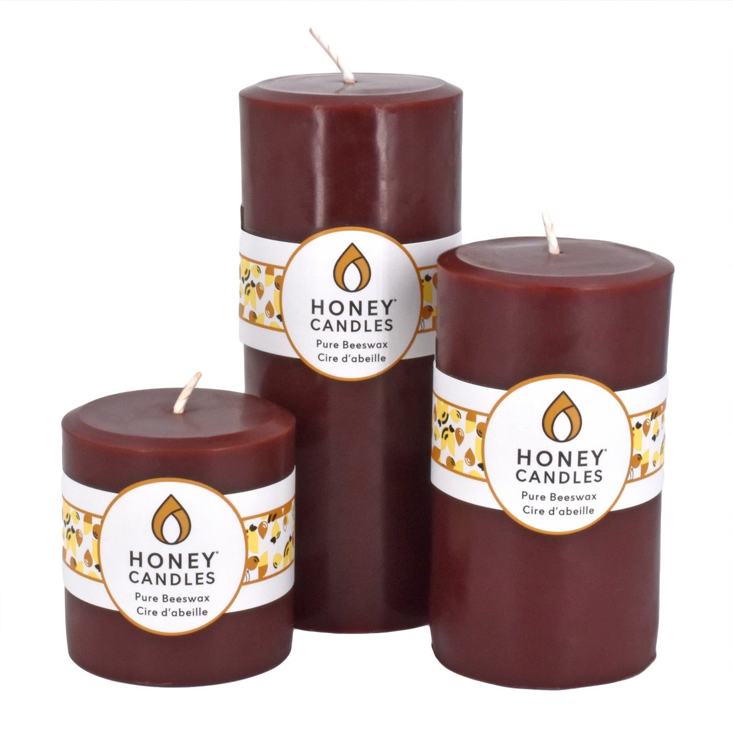 Round Dark Brown Beeswax Pillar Candles