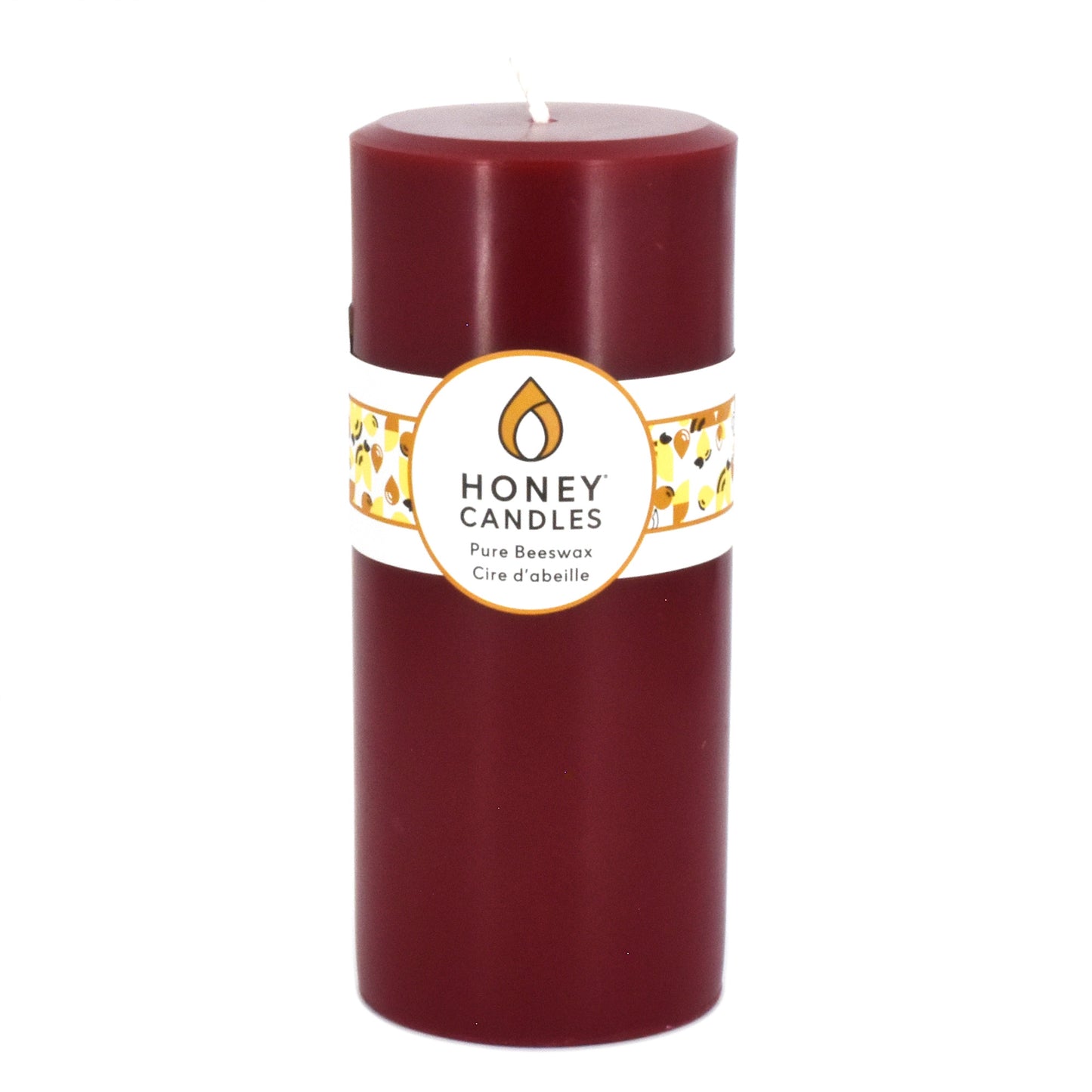Round Burgundy Beeswax Pillar Candle