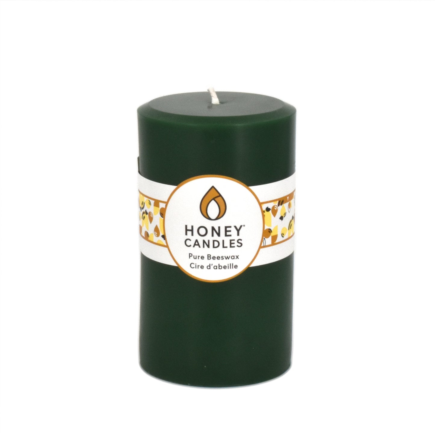 Round Forest Green Beeswax Pillar Candle