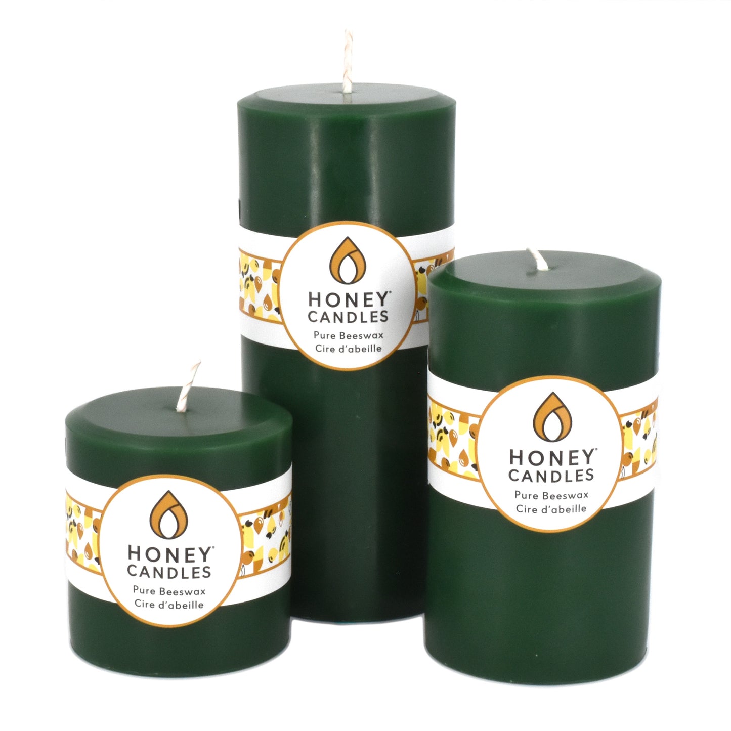 Round Forest Green Beeswax Pillar Candle