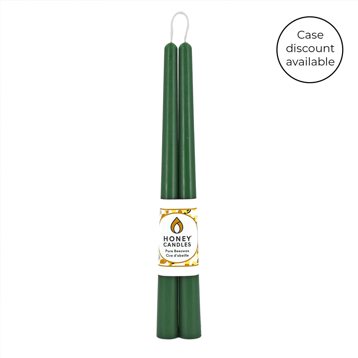 Pair of 12 Inch Forest Green Beeswax Taper Candles