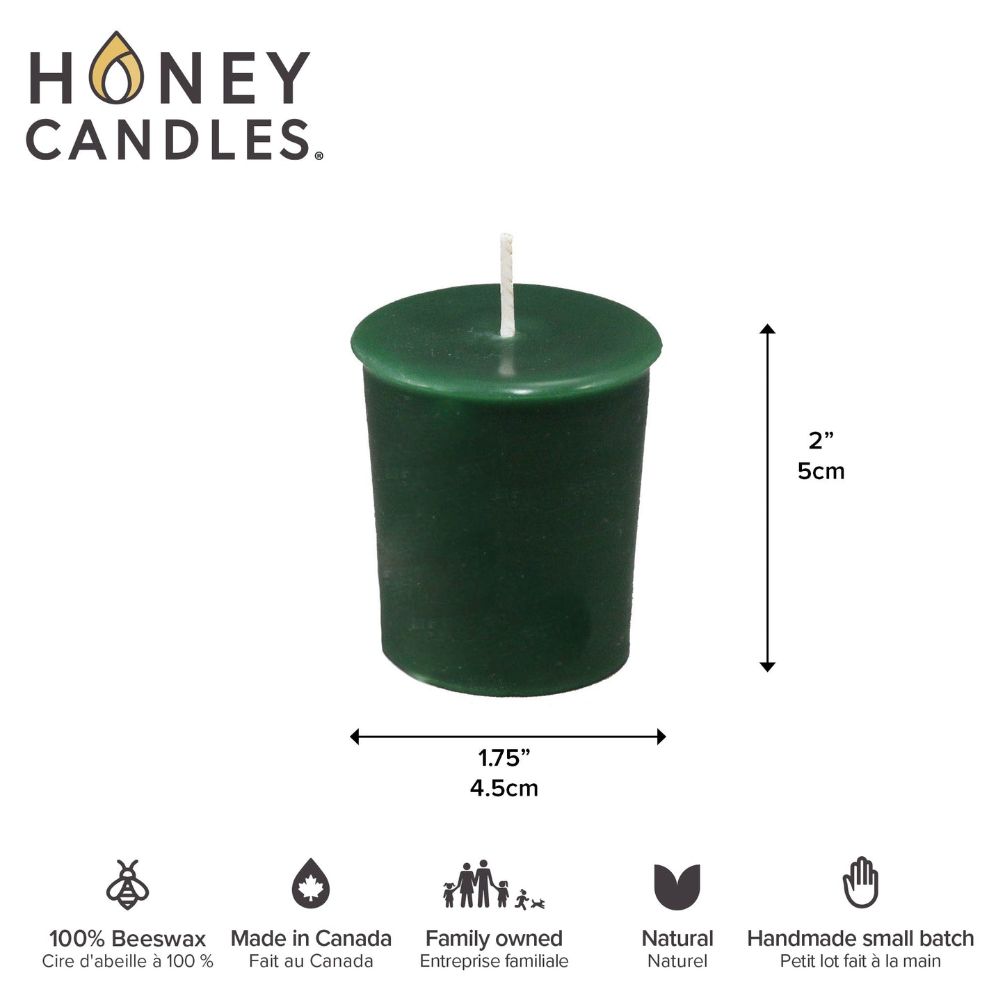 Forest Green Beeswax Votive Candle