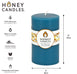 Round Glacier Teal Beeswax Pillar Candle