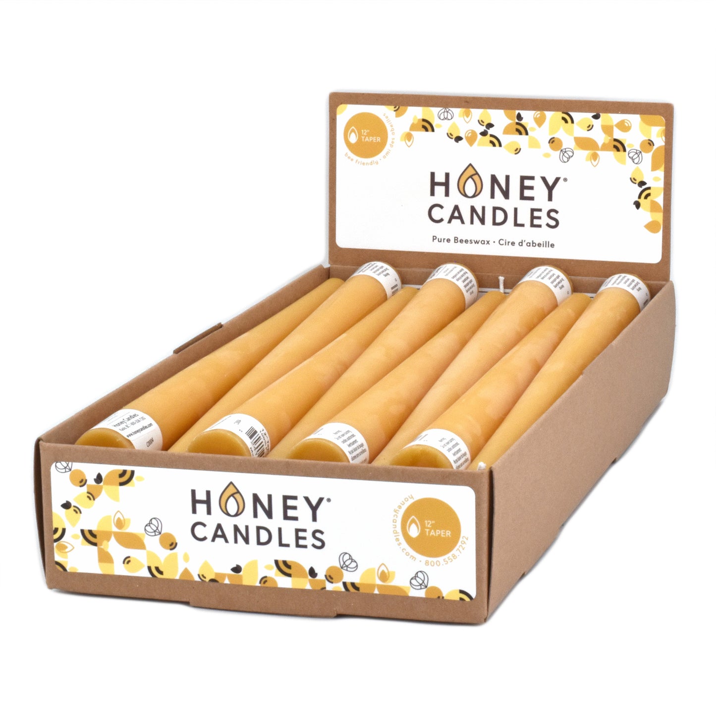 12 Inch Natural Beeswax Taper Candle