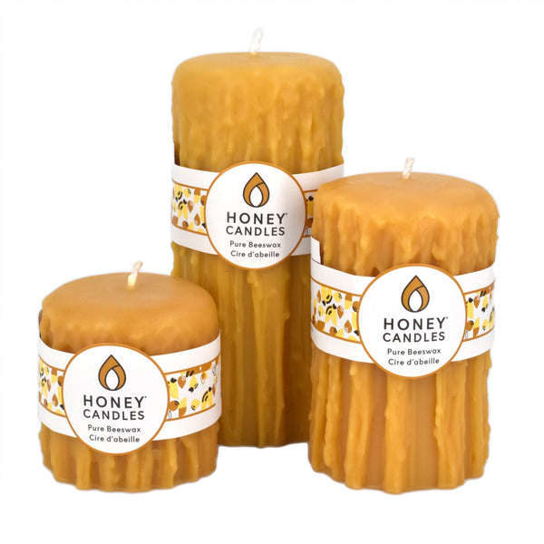 Natural Beeswax Heritage Drip Pillar Candle – Honey Candles Canada