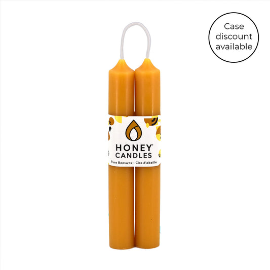 Pair of 6 Inch Natural Beeswax Tube Candles