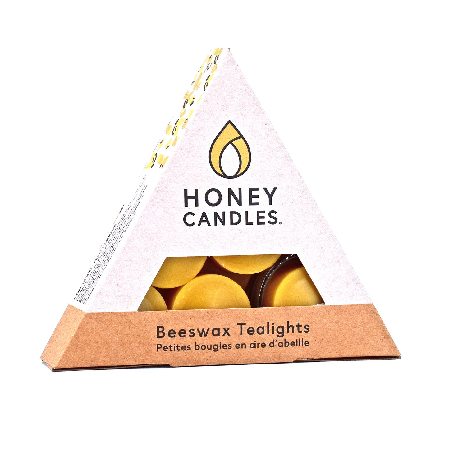 Triangle 6 Pack of Natural Beeswax Tealight Candles - Refill with a Glass Cup