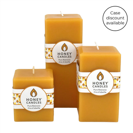 Square Natural Beeswax Pillar Candle