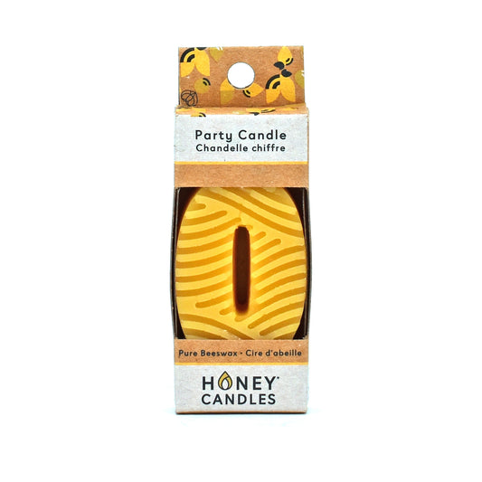 Number 0 Natural Beeswax Party Candle