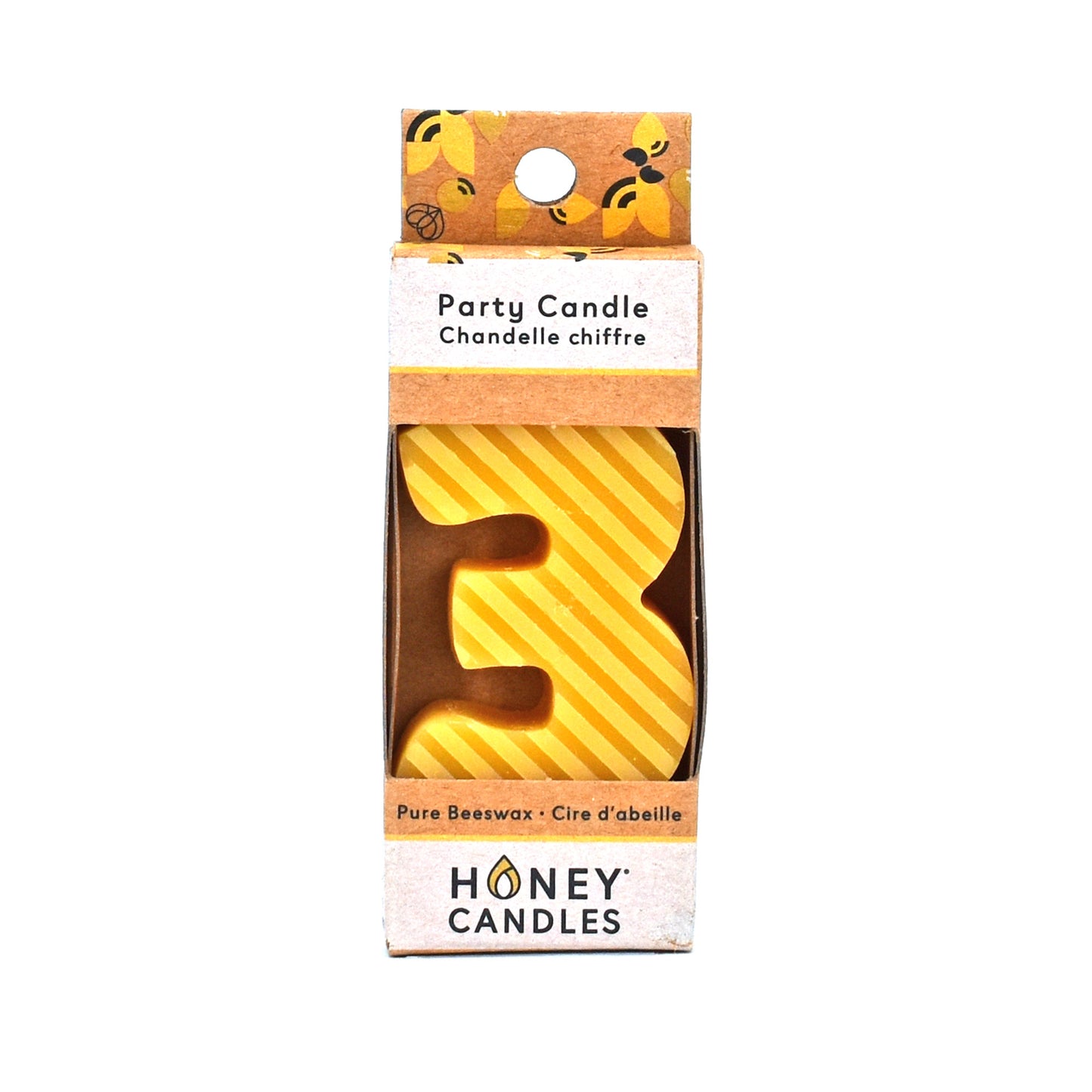 Number 3 Natural Beeswax Party Candle
