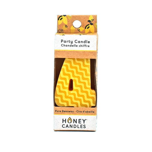 Number 4 Natural Beeswax Party Candle
