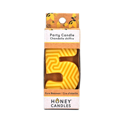 Number 5 Natural Beeswax Party Candle