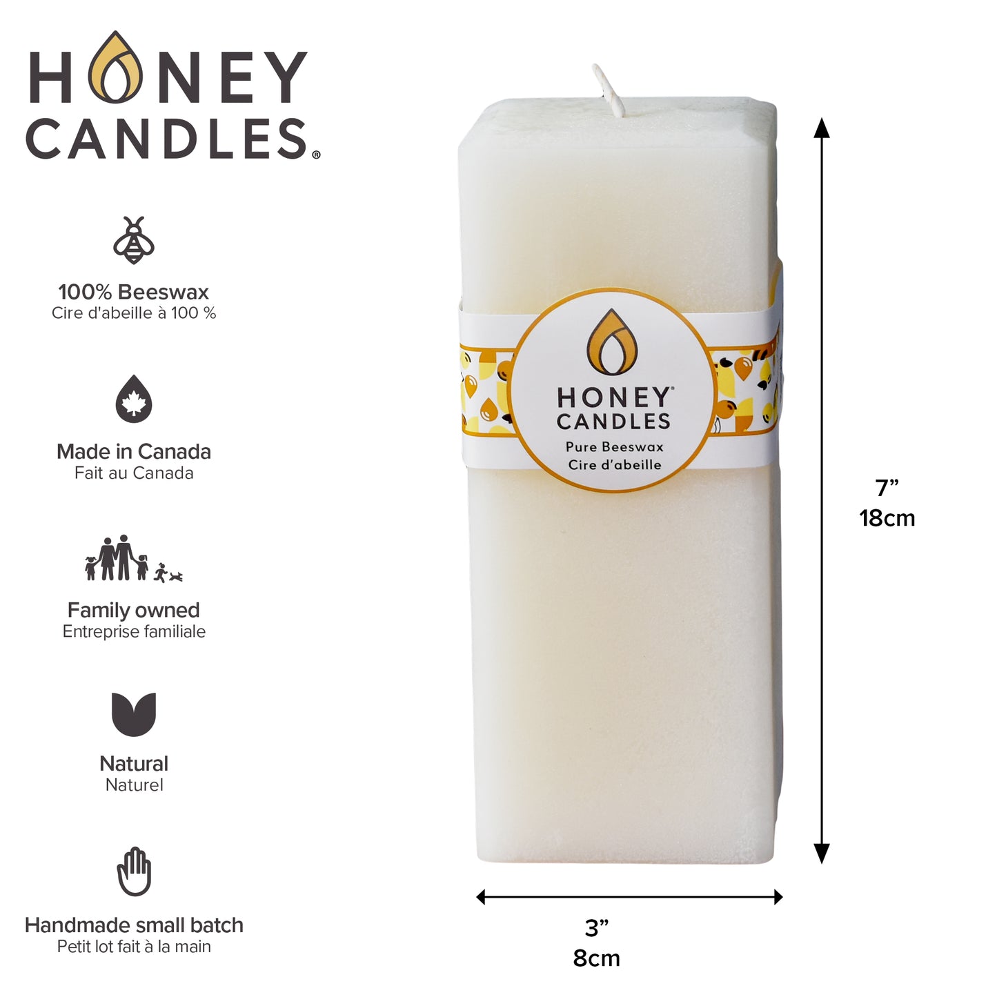 Square Pearl Beeswax Pillar Candle