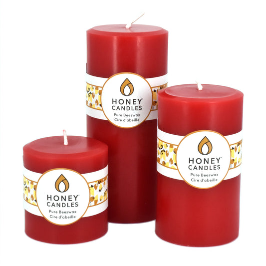 Round Red Beeswax Pillar Candle