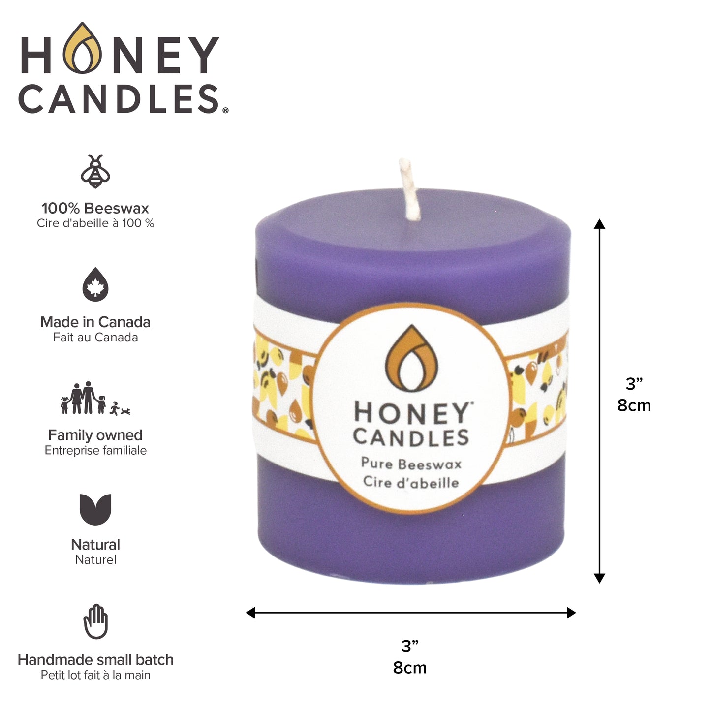 Round Spring Crocus Beeswax Pillar Candle